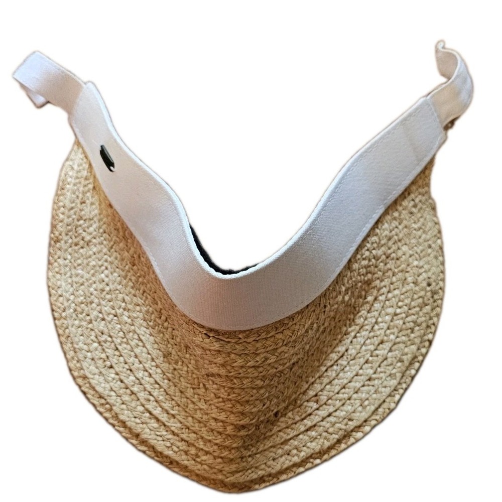 Sun N Sand Adjustable Straw Visor Hat White Beige UPF 50+ Protection